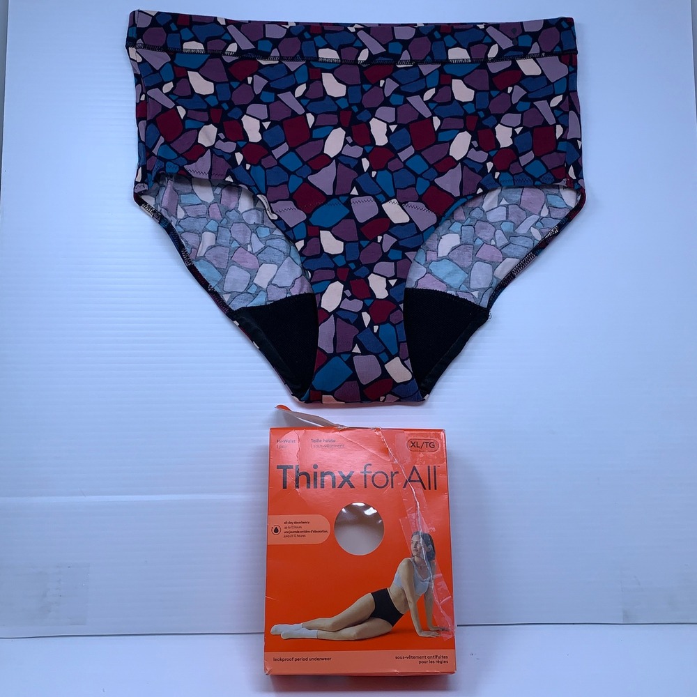 Thinx Womens XL Multi Color Mosaic Hi-Waist Leakproof Period Underwear Briefs